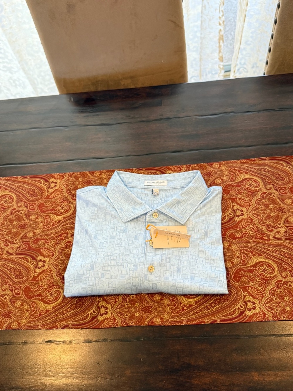 Peter Millar Men's XXL Cottage Blue Out of Bounds Performance Polo MSRP $145